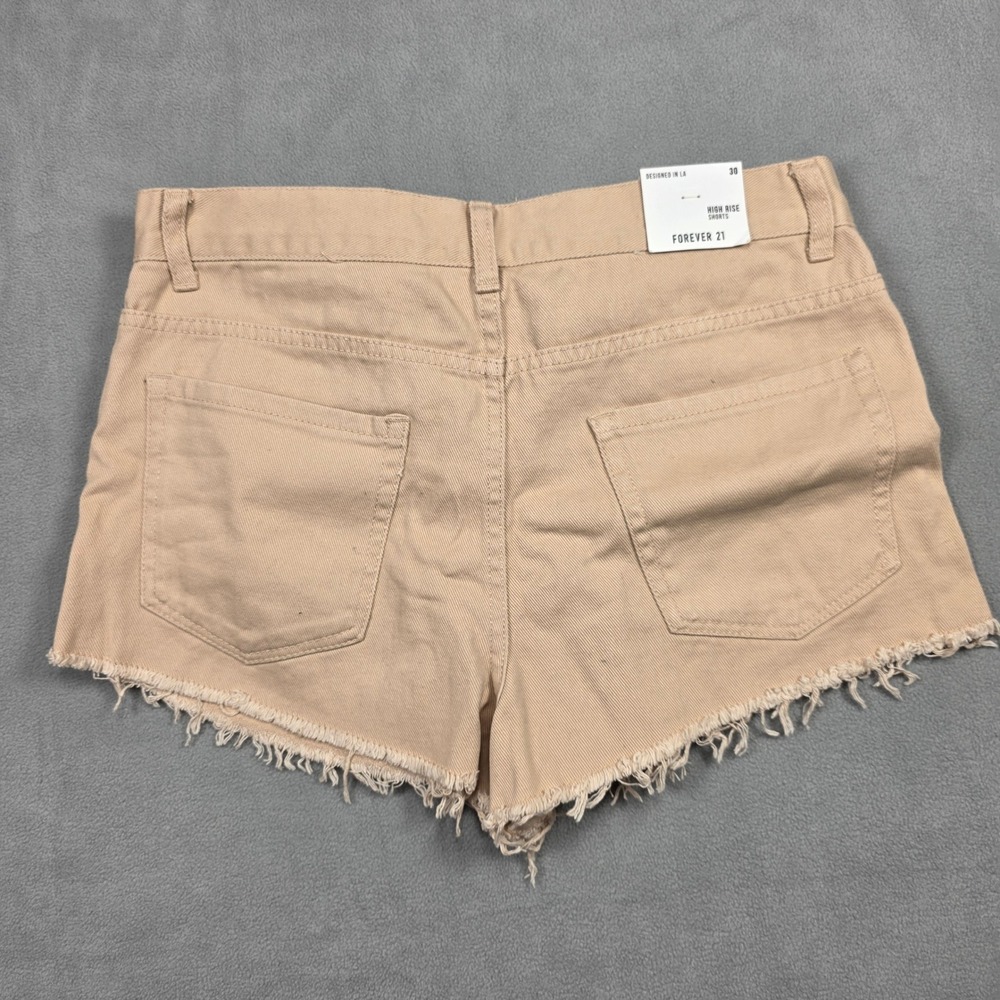 Forever 21 Jean Shorts Women 30 Tan High Rise Shorts Distressed - Picture 7 of 8